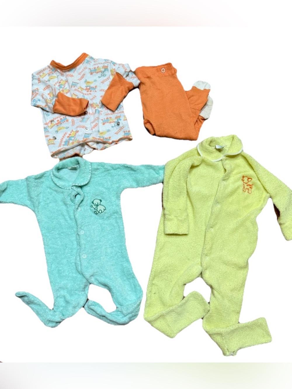 Vintage 70s Baby Sleeper Pajama Bundle of 3 Boys Newborn Up to 23lb